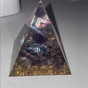 Amethyst Pyramid with Gold Accents made with Epoxy